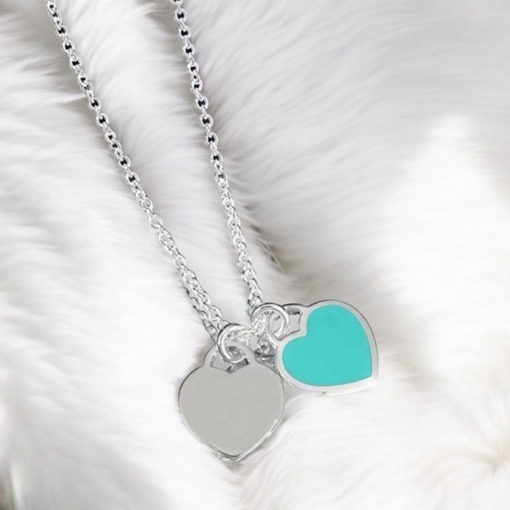 turquoise double heart necklace ✨​​​​